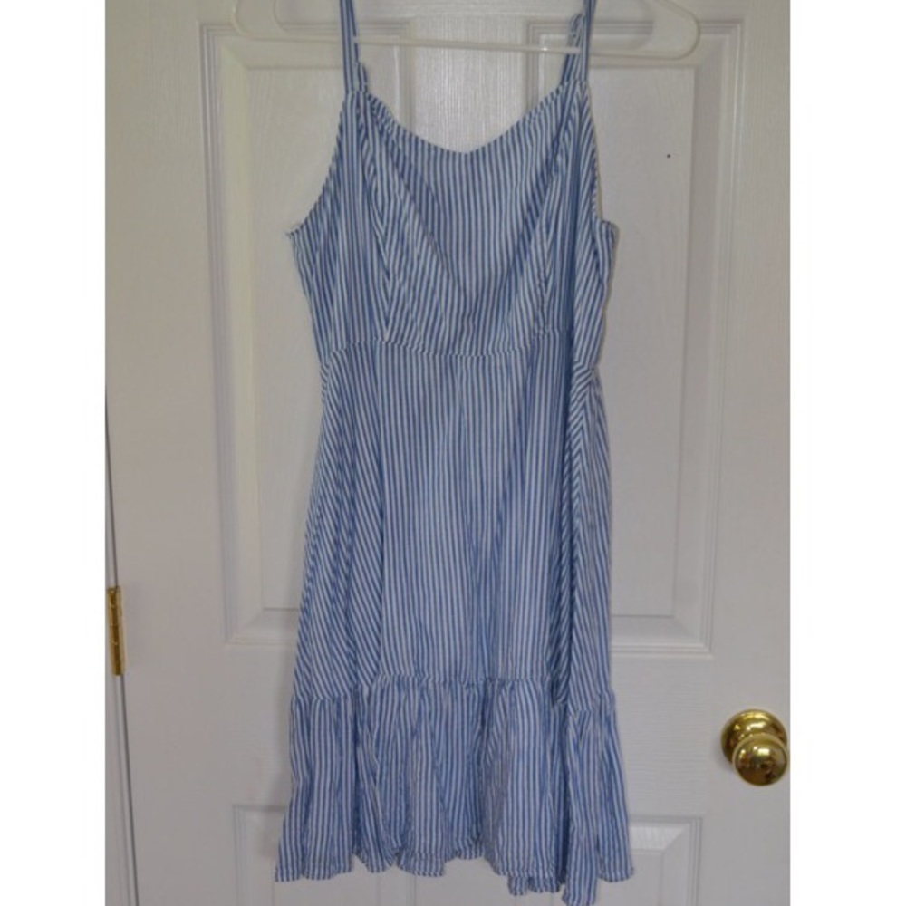 Blue and white striped sundress